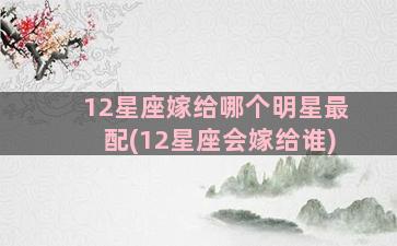 12星座嫁给哪个明星最配(12星座会嫁给谁)