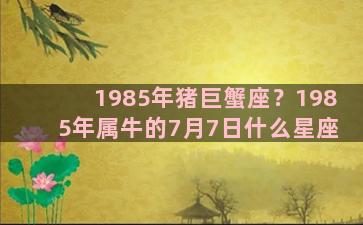 1985年猪巨蟹座？1985年属牛的7月7日什么星座