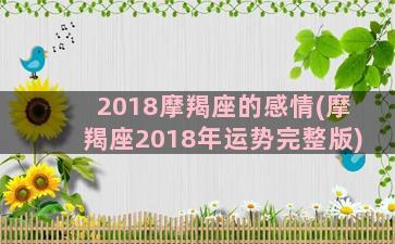 2018摩羯座的感情(摩羯座2018年运势完整版)