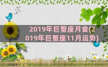 2019年巨蟹座月食(2019年巨蟹座11月运势)