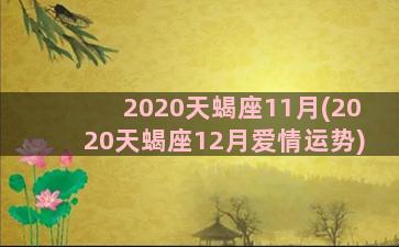 2020天蝎座11月(2020天蝎座12月爱情运势)