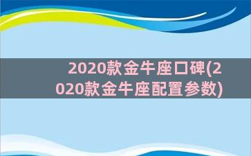 2020款金牛座口碑(2020款金牛座配置参数)