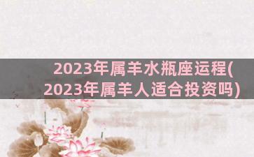 2023年属羊水瓶座运程(2023年属羊人适合投资吗)