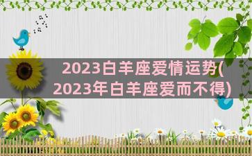 2023白羊座爱情运势(2023年白羊座爱而不得)