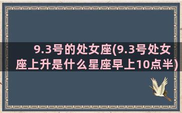 9.3号的处女座(9.3号处女座上升是什么星座早上10点半)