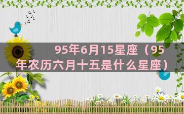 95年6月15星座（95年农历六月十五是什么星座）