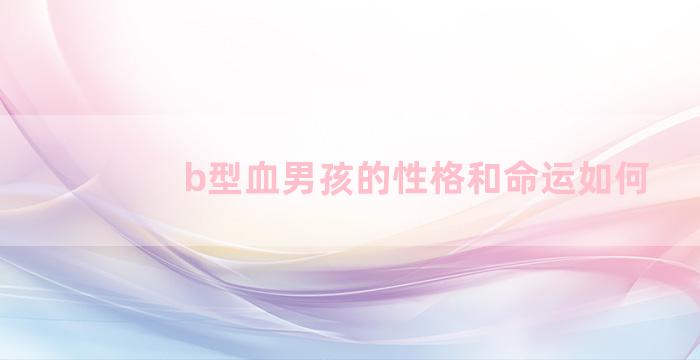 b型血男孩的性格和命运如何