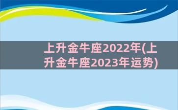 上升金牛座2022年(上升金牛座2023年运势)