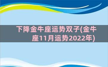 下降金牛座运势双子(金牛座11月运势2022年)