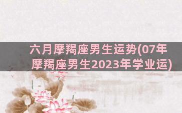 六月摩羯座男生运势(07年摩羯座男生2023年学业运)