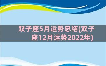 双子座5月运势总结(双子座12月运势2022年)