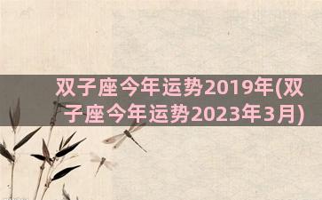 双子座今年运势2019年(双子座今年运势2023年3月)