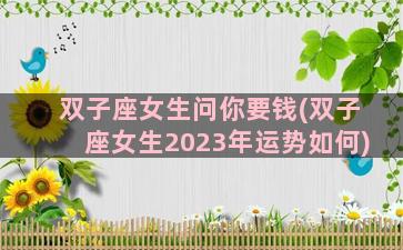 双子座女生问你要钱(双子座女生2023年运势如何)