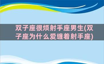 双子座很烦射手座男生(双子座为什么爱缠着射手座)