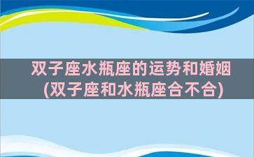 双子座水瓶座的运势和婚姻(双子座和水瓶座合不合)