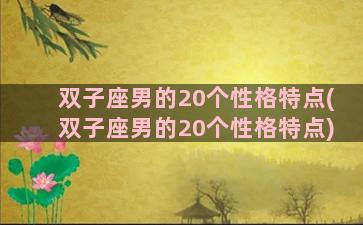 双子座男的20个性格特点(双子座男的20个性格特点)