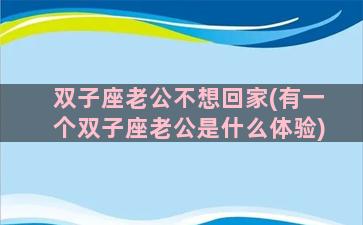 双子座老公不想回家(有一个双子座老公是什么体验)