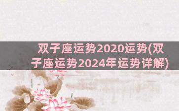 双子座运势2020运势(双子座运势2024年运势详解)