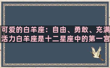 可爱的白羊座：自由、勇敢、充满活力白羊座是十二星座中的第一宫，代表新的开始、勇气和自我的表现。人们普遍认为白羊座是个激进的星座，具有坚强、独立和进取的个性。那么