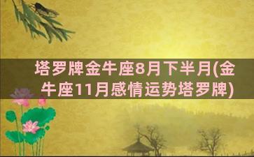 塔罗牌金牛座8月下半月(金牛座11月感情运势塔罗牌)