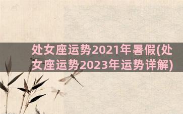 处女座运势2021年暑假(处女座运势2023年运势详解)