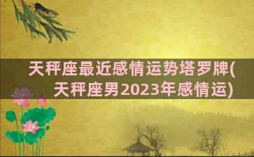 天秤座最近感情运势塔罗牌(天秤座男2023年感情运)