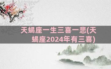 天蝎座一生三喜一悲(天蝎座2024年有三喜)