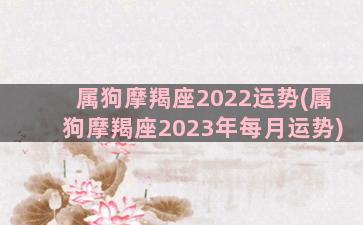 属狗摩羯座2022运势(属狗摩羯座2023年每月运势)