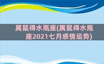 属鼠得水瓶座(属鼠得水瓶座2021七月感情运势)