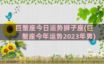 巨蟹座今日运势狮子座(巨蟹座今年运势2023年男)