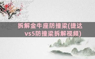 拆解金牛座防撞梁(捷达vs5防撞梁拆解视频)