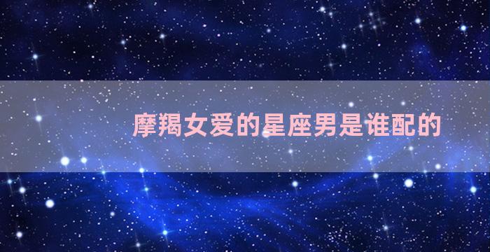 摩羯女爱的星座男是谁配的