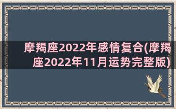 摩羯座2022年感情复合(摩羯座2022年11月运势完整版)