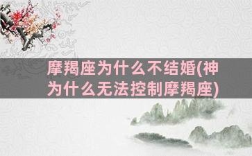 摩羯座为什么不结婚(神为什么无法控制摩羯座)