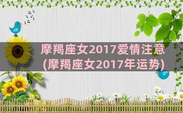 摩羯座女2017爱情注意(摩羯座女2017年运势)