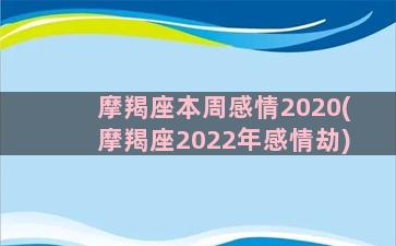 摩羯座本周感情2020(摩羯座2022年感情劫)