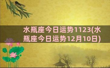 水瓶座今日运势1123(水瓶座今日运势12月10日)