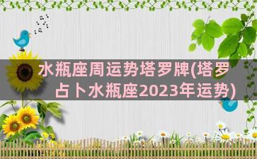 水瓶座周运势塔罗牌(塔罗占卜水瓶座2023年运势)