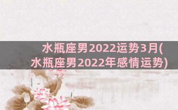 水瓶座男2022运势3月(水瓶座男2022年感情运势)