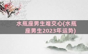 水瓶座男生难交心(水瓶座男生2023年运势)