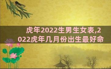 虎年2022生男生女表,2022虎年几月份出生最好命