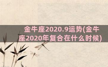 金牛座2020.9运势(金牛座2020年复合在什么时候)