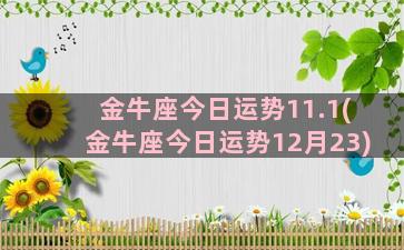 金牛座今日运势11.1(金牛座今日运势12月23)