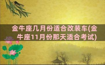 金牛座几月份适合改装车(金牛座11月份那天适合考试)