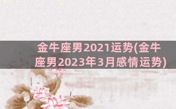 金牛座男2021运势(金牛座男2023年3月感情运势)