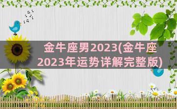 金牛座男2023(金牛座2023年运势详解完整版)