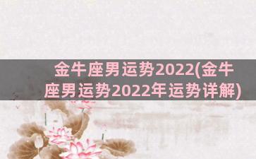 金牛座男运势2022(金牛座男运势2022年运势详解)